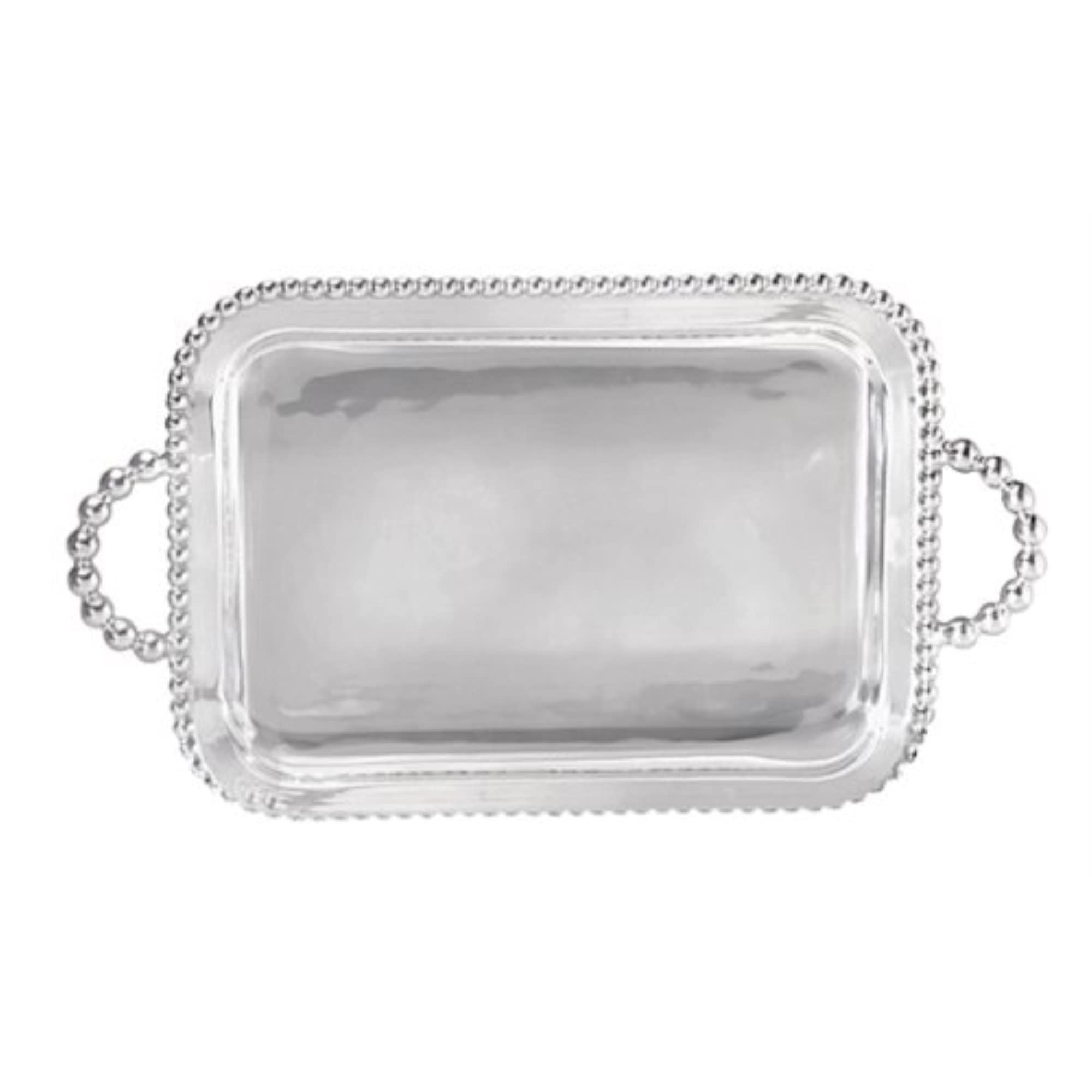 Handcrafted Mariposa Pearled Silver Service Tray - Elegant Serving Tray for Dining, Entertaining & Home Decor | Perfect for Tea Parties, Weddings & Gift Giving