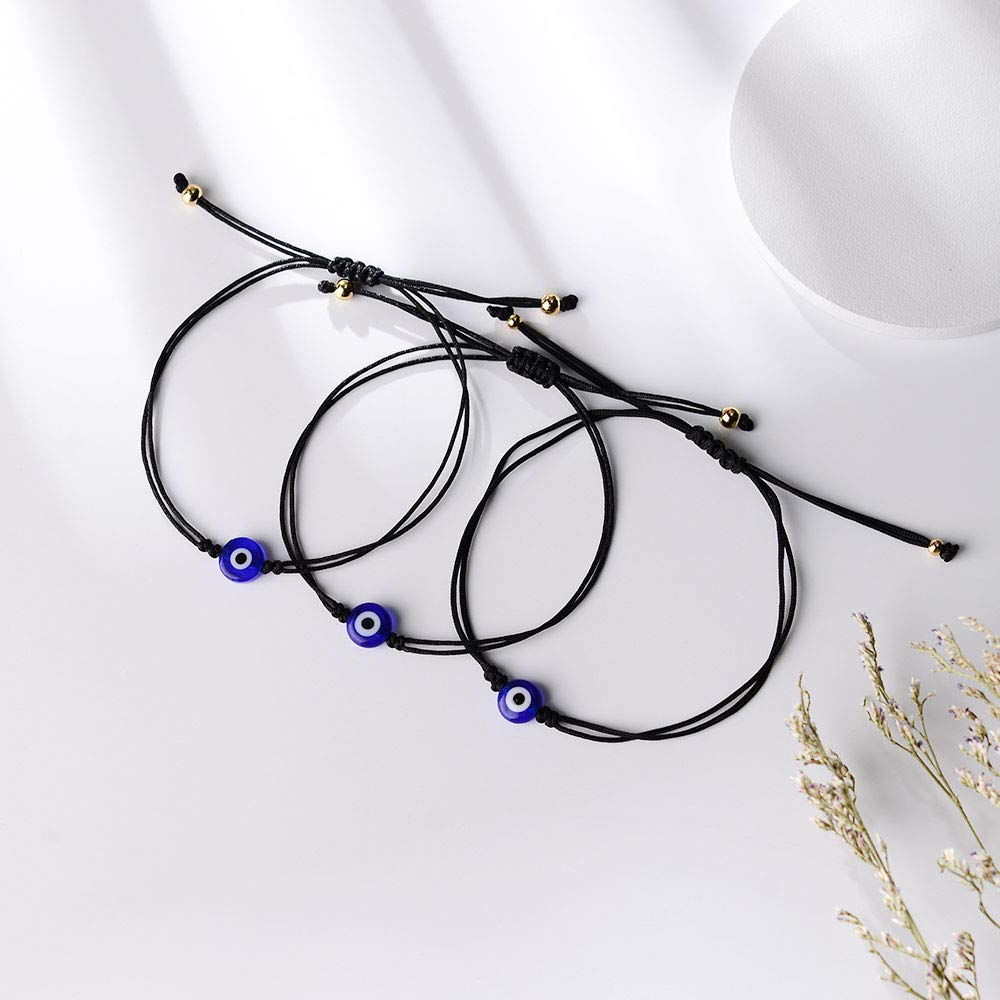 6 Pcs Evil Eye Bracelet Set for Women & Men - Adjustable Lucky Protection Bracelet & Anklet - Spiritual Gift for Teens - Perfect for Daily Wear, Travel & Good Luck Charms