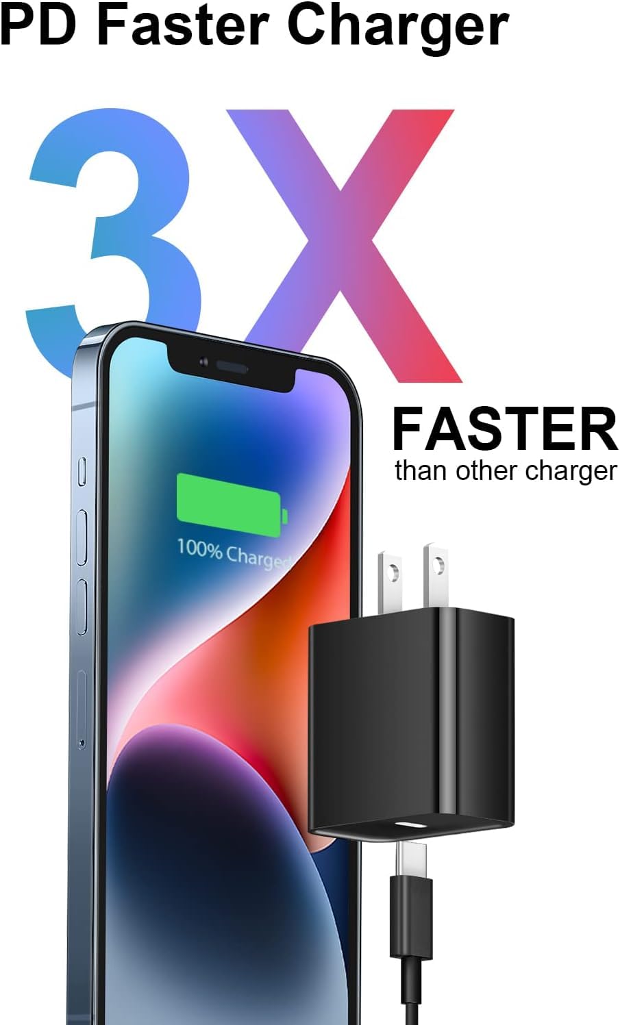 Marchpower 20W PD USB C Fast Wall Charger with 6FT Cable - Compatible with iPhone 14/13/12/11/XS & iPad Pro/Air/Mini - Quick Charge for Home, Office & Travel