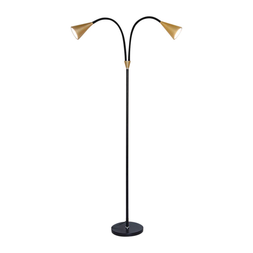 12W Dimmable LED Floor Lamp with Remote Control - Adjustable 2-Head Light Bar for Bedroom, Living Room & Office - Black Modern Standing Lamp for Reading, Relaxing & Ambient Lighting