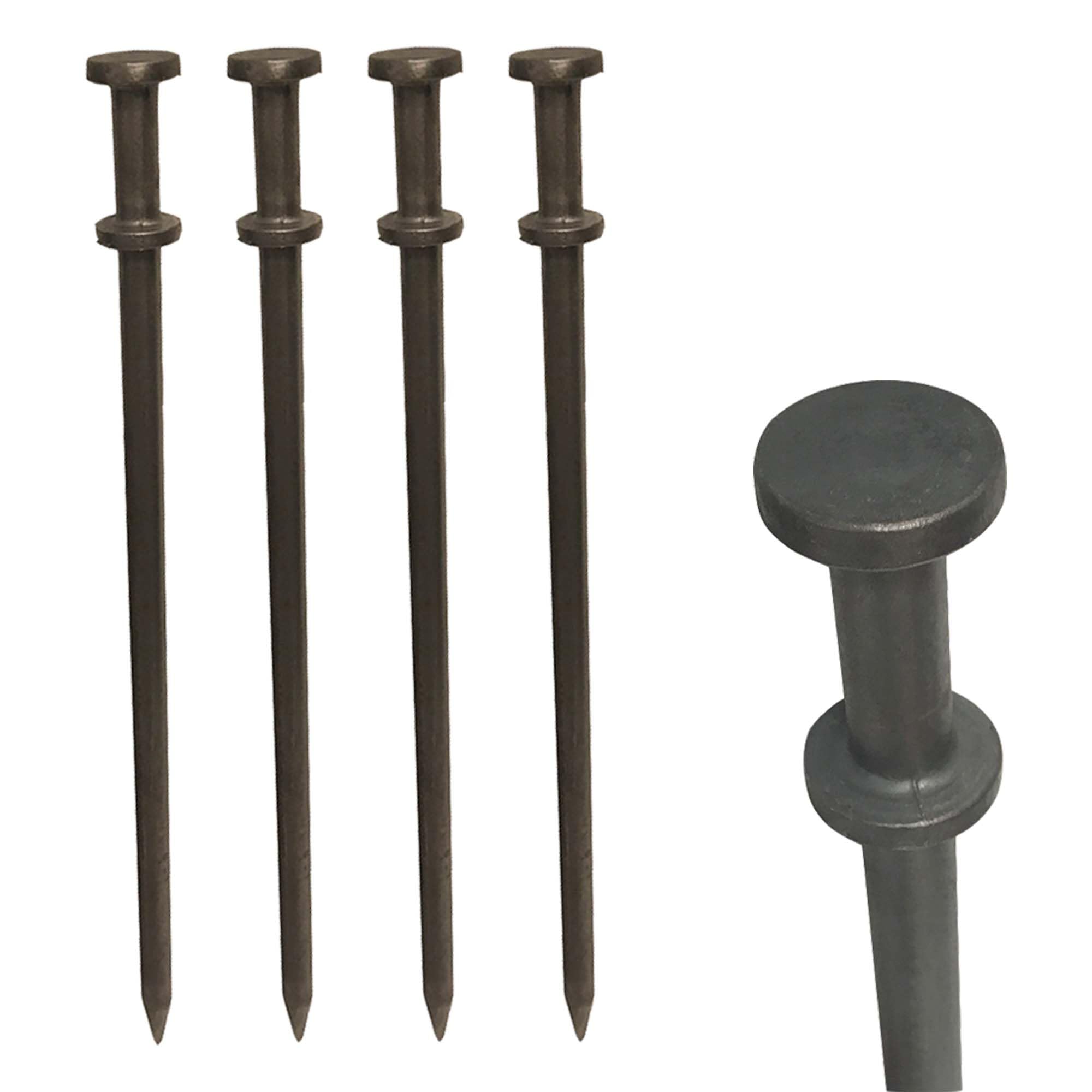 Heavy Duty Double Head Metal Tent Stakes - 20 Inch Steel Ground Anchors for Commercial Inflatables, Event Tents & Camping Shelters (10 Pack) - Perfect for Outdoor Parties, Festivals and Windy Weather Conditions