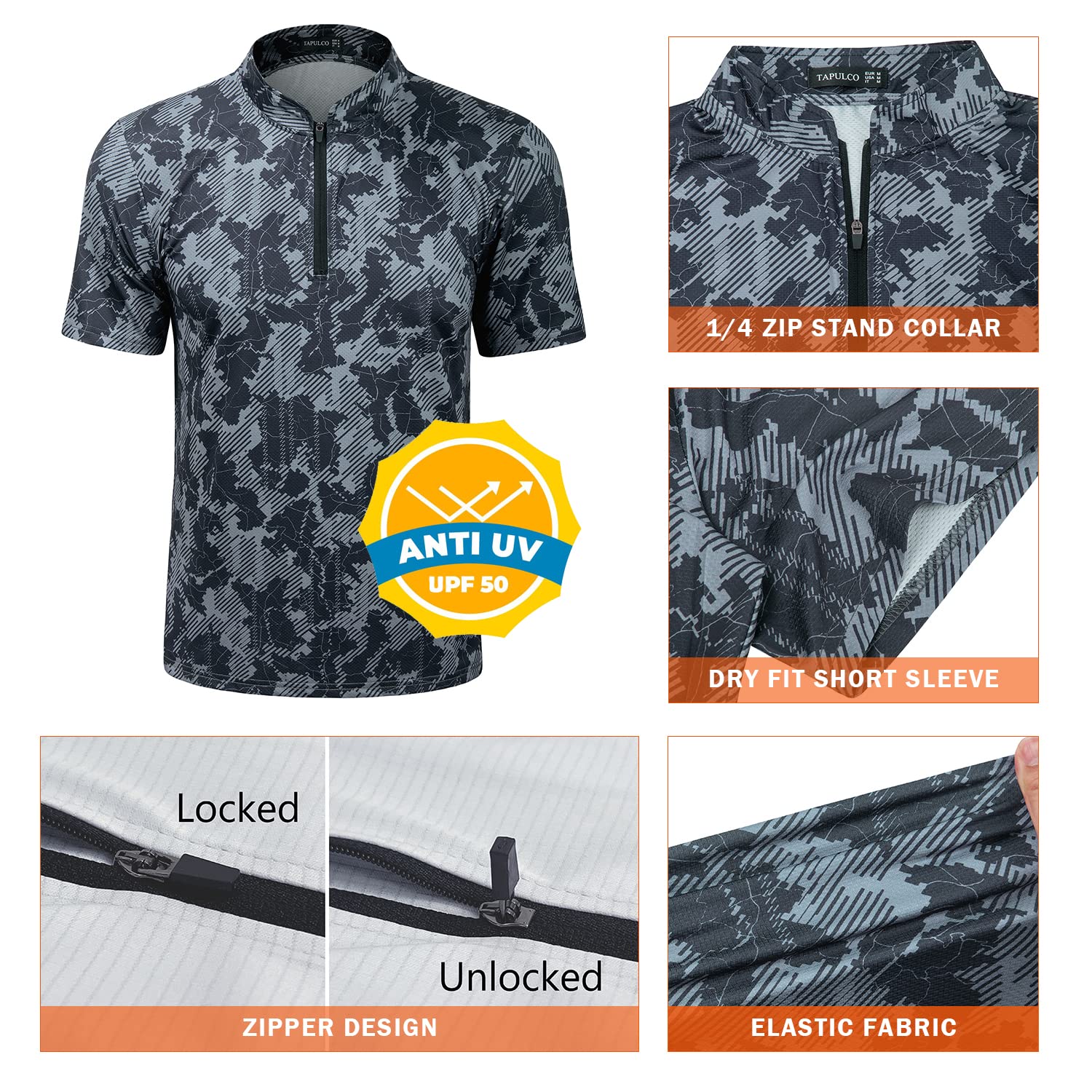 TAPULCO Men's Quick Dry Quarter Zip Performance T-Shirt - Modern Printed Athletic Pullover for Casual Sports & Outdoor Hiking | Moisture-Wicking Workout Shirt for Running, Gym & Travel