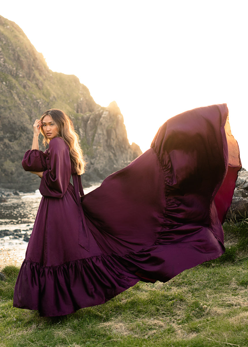 Lorna Impact Dress in Plum - Elegant Women's A-Line Dress for Parties, Weddings & Special Occasions