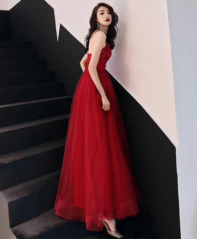 Elegant Burgundy Long Prom Dress - A-Line Evening Gown for Women | Perfect for Homecoming, Formal Dances & Special Occasions