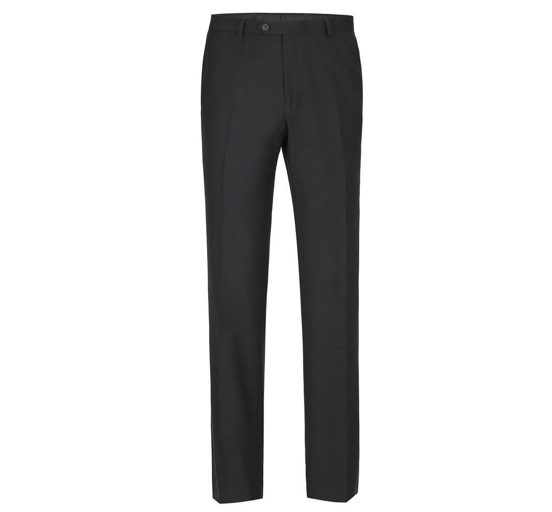 Stylish Black Flat Front Pants for Men - Comfortable Slim Fit Dress Trousers for Office, Business Casual & Formal Occasions