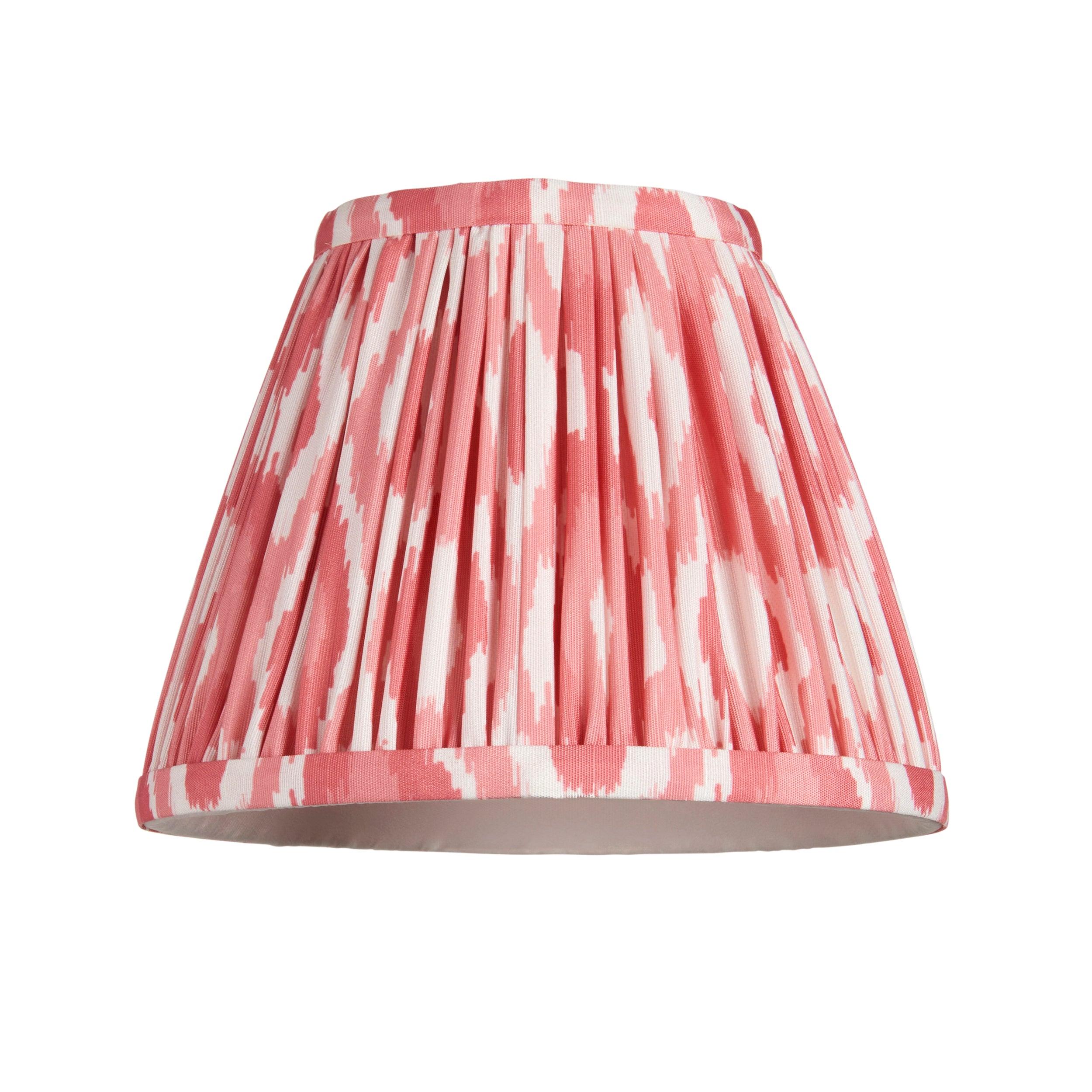 Bibury Blue Table Lamp with Ikat 16cm Coral Pink Shade - Modern Home Office & Bedroom Lighting Decor