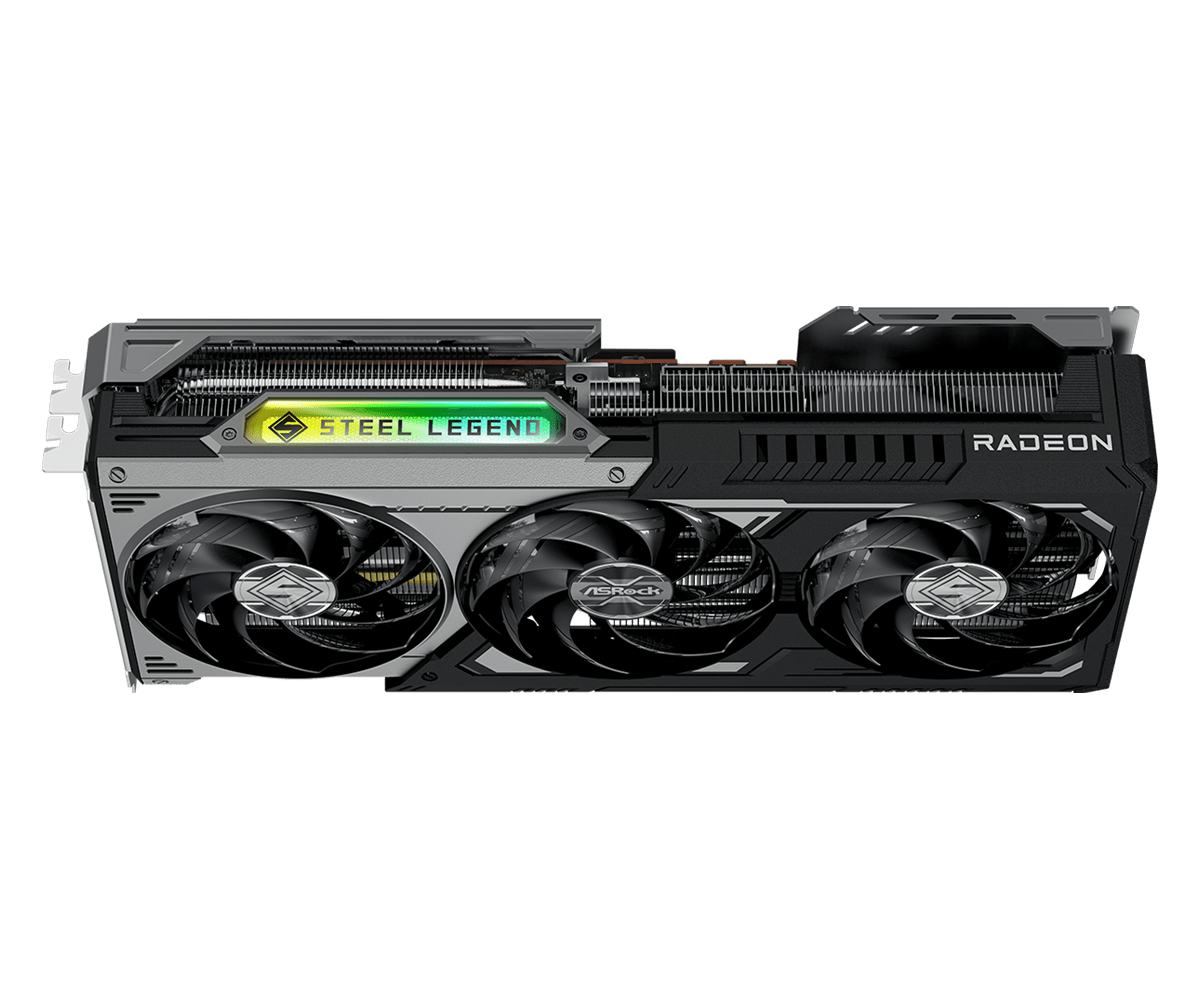 ASRock Radeon RX 9070 XT Steel Legend Dark 16GB GDDR6 PCIe 4.0 Gaming Graphics Card - High Performance GPU for 4K Gaming, VR, Video Editing & Streaming