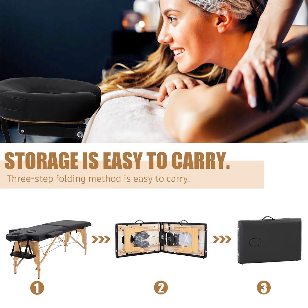Portable Massage Table 84 Inch - Adjustable Lash Bed with Neck Stretcher for Eyelash Extensions, Beauty Tattoo & Spa - Professional Massage Bed & Tattoo Table for Home & Salon Use