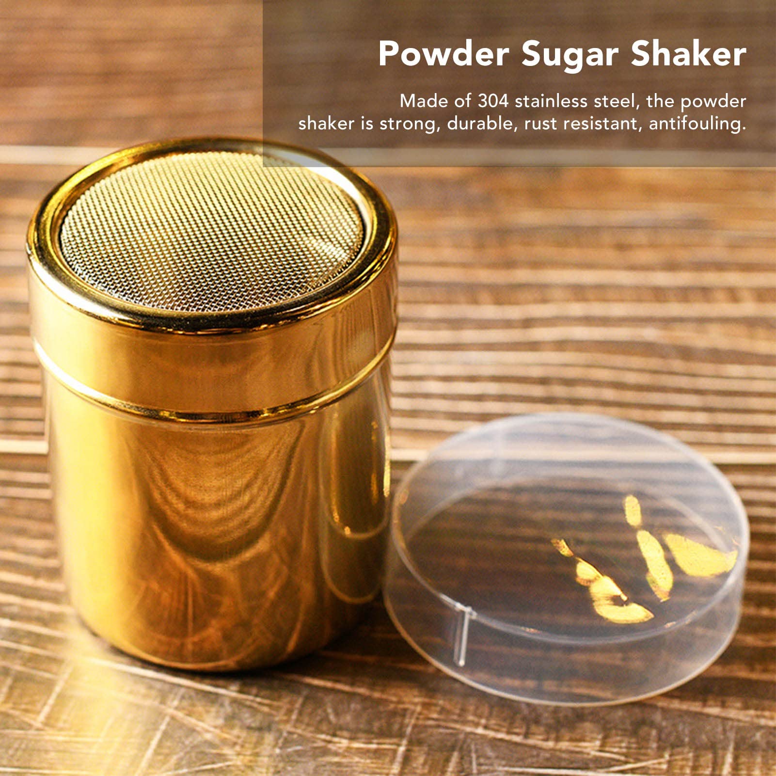 Alvinlite Powder Shaker with Lid - Stainless Steel Sugar, Salt & Spice Dispenser for Coffee, Cocoa, Cinnamon - Perfect for Baking, Cooking & Kitchen Seasoning