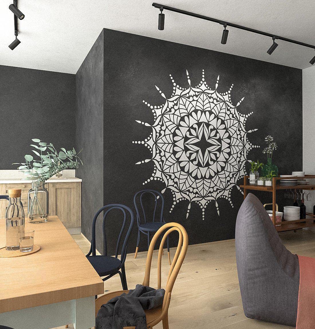 Extra Large Mandala Stencil Comet for Wall & Floor Painting - Reusable DIY Art Templates for Home Decor, Yoga Studios & Meditation Spaces