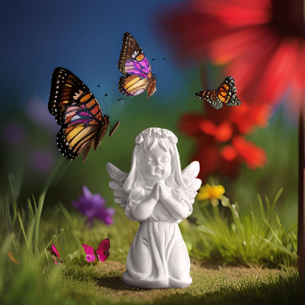 Mini Angel Statue Shelf Decor - White Resin Figurine for Home, Living Room, Bedroom - Perfect Gift for Women, Housewarming & Spiritual Decor