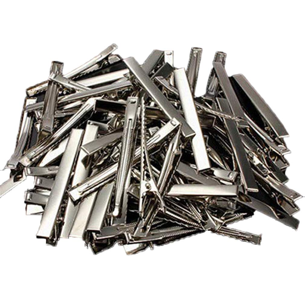 50Pcs Silver Alligator Hair Clips - Flat Top Single Prong Metal Hair Clips with Teeth for DIY Hair Bows, Arts & Crafts - 4.5cm - Perfect for Hair Accessories, Wedding Hairstyles, and DIY Projects