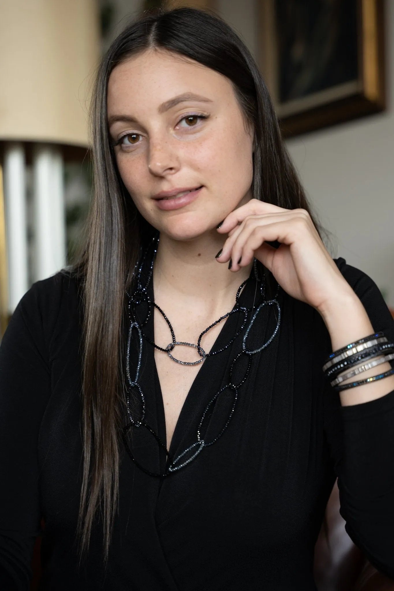 Elegant Long Duo Beaded Oval Necklace for Women | Boho Chic Layered Jewelry | Perfect for Casual Wear, Date Nights & Special Occasions