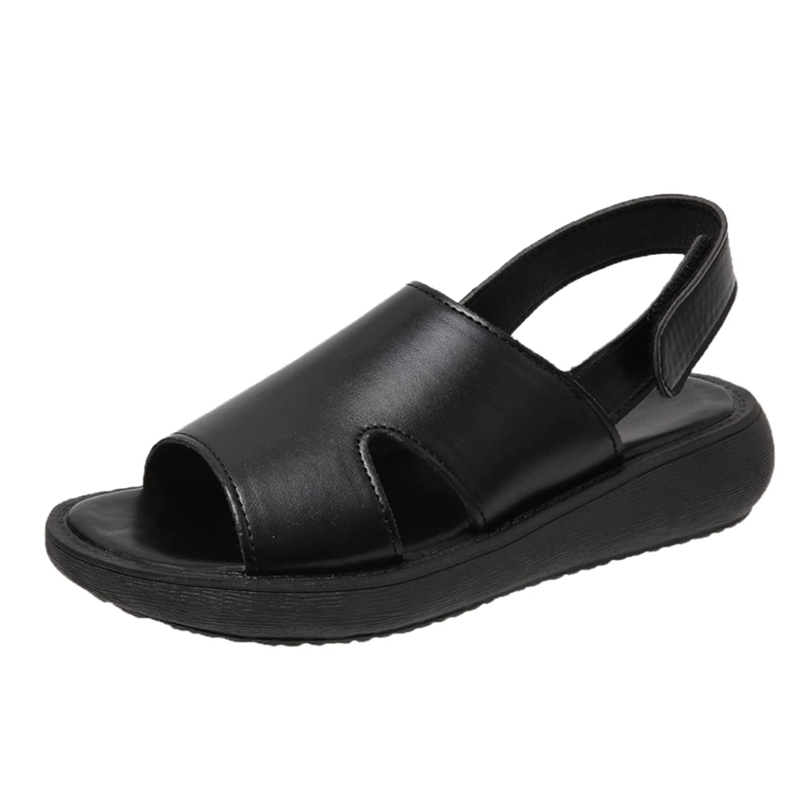Women's Wide Width Platform Wedge Heel Thong Sandals - Comfortable Rubber Summer Flip Flops for Beach, Pool & Casual Outings - Black