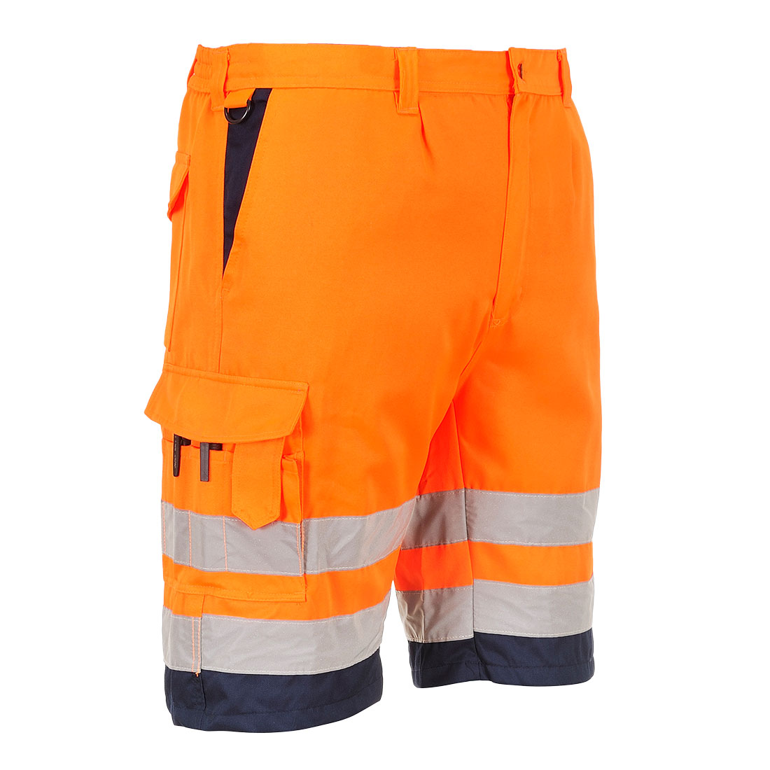 Portwest E043 High Visibility Poly-Cotton Shorts - Reflective Work Shorts for Construction, Safety & Outdoor Activities