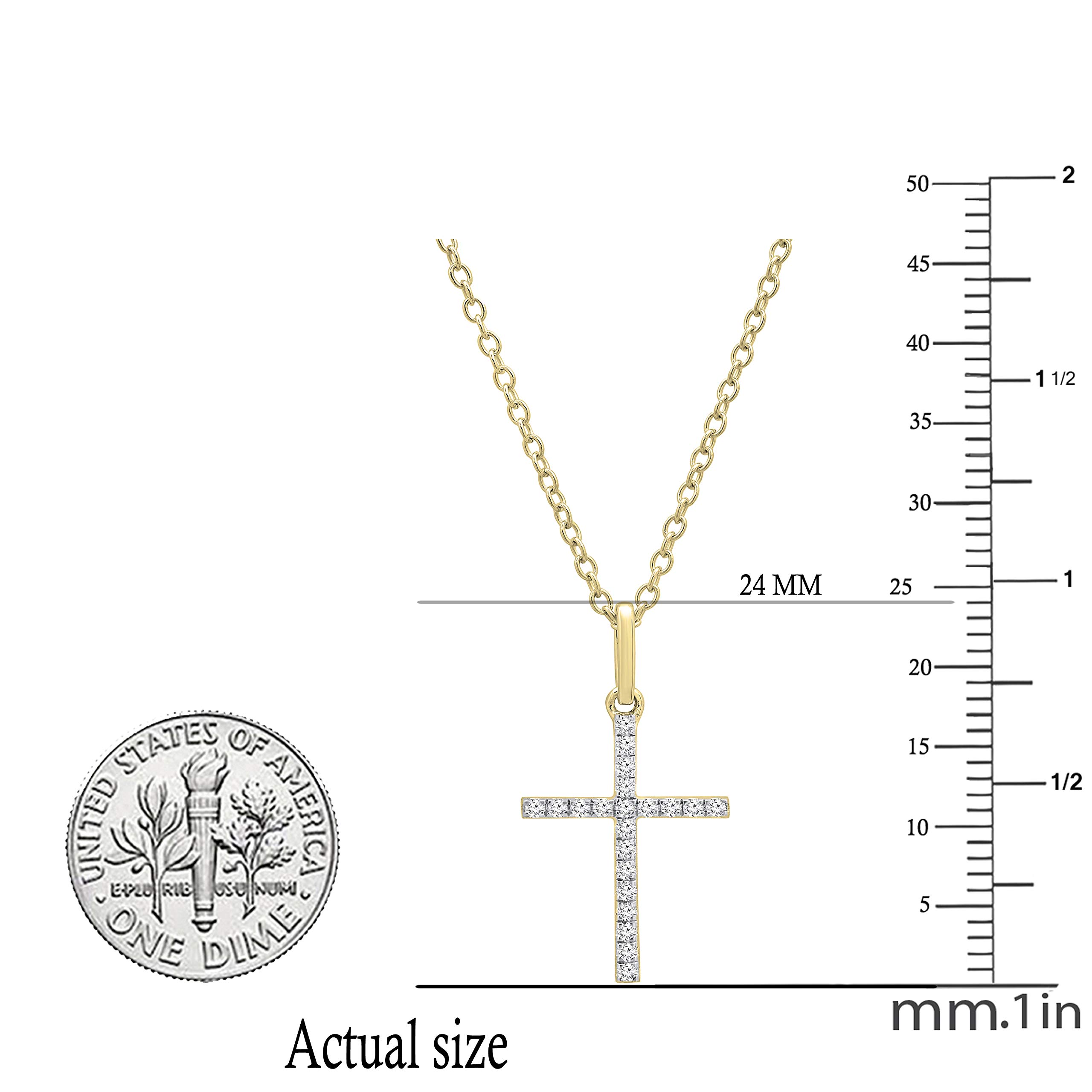 Dazzlingrock 14K Solid Gold Round White Diamond Women's Cross Pendant Necklace with Chain - Perfect for Religious Gifts, Baptism, First Communion & Everyday Elegance