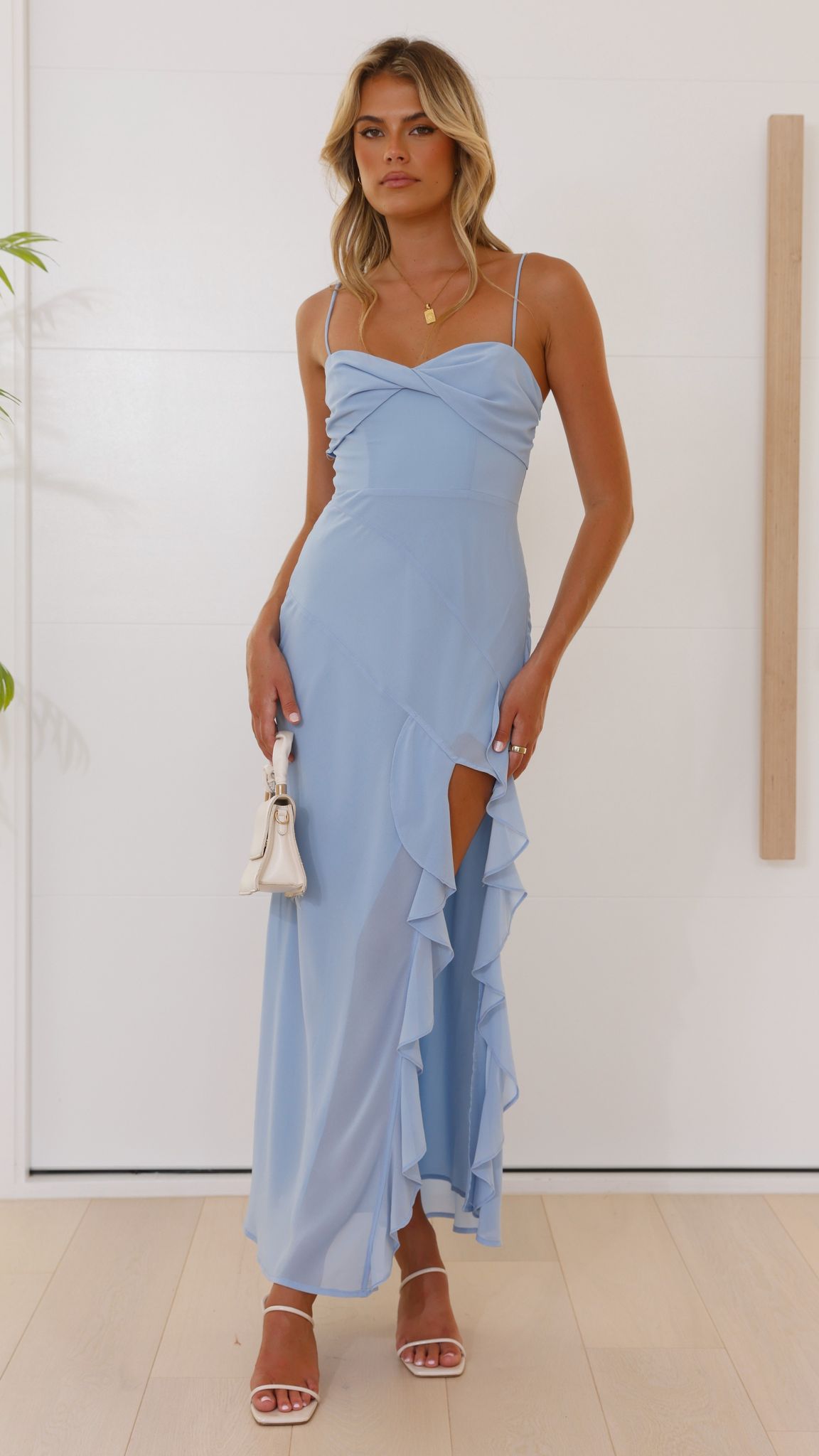 Kiyah Midi Dress for Women - Elegant Blue Flowy Summer Dress with Short Sleeves - Perfect for Beach Vacation, Date Night & Casual Outings