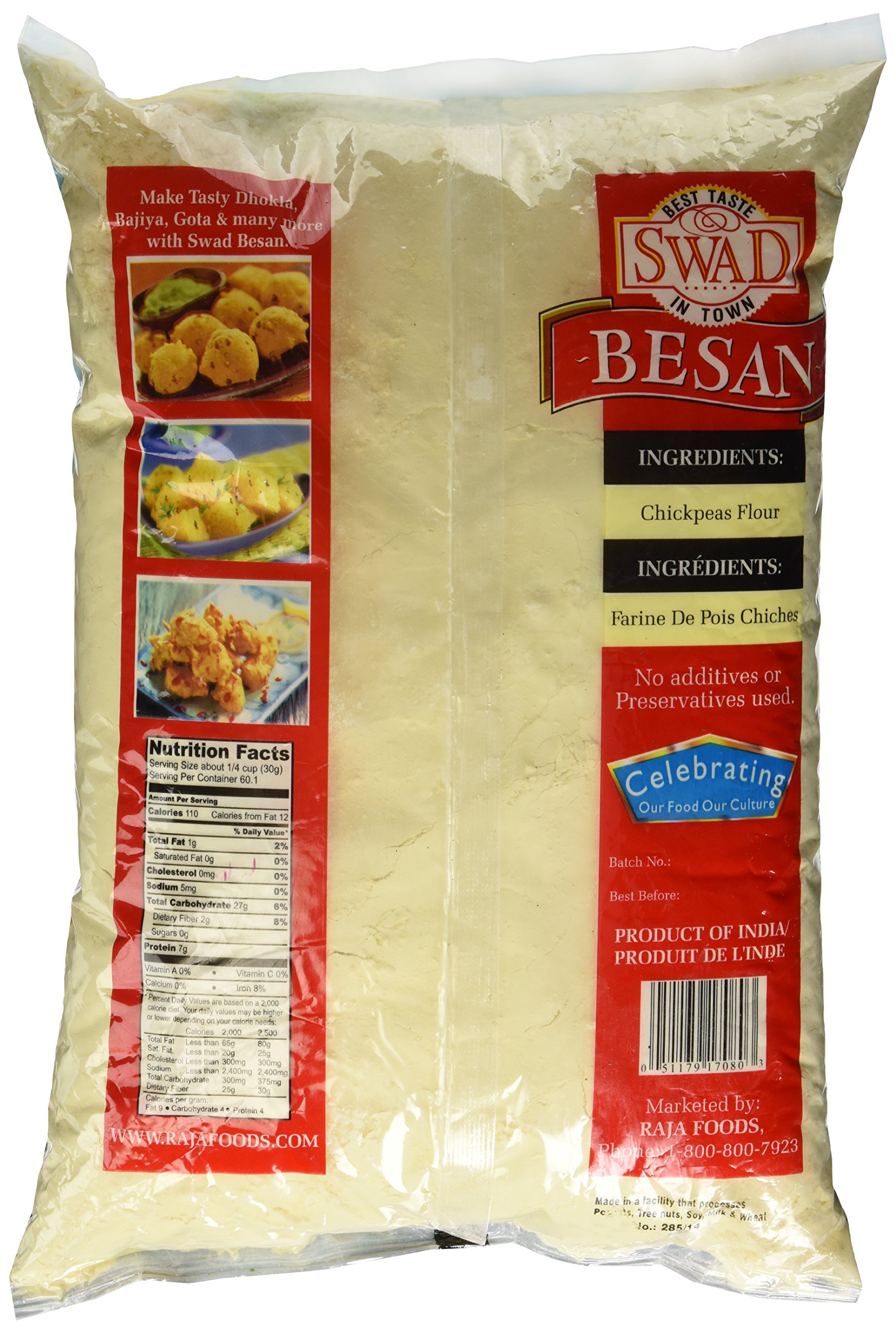 Swad Besan Gram Chickpea Flour 4lb - Gluten-Free Indian Cooking Flour for Pakoras, Halwa & More | Authentic Indian Groceries