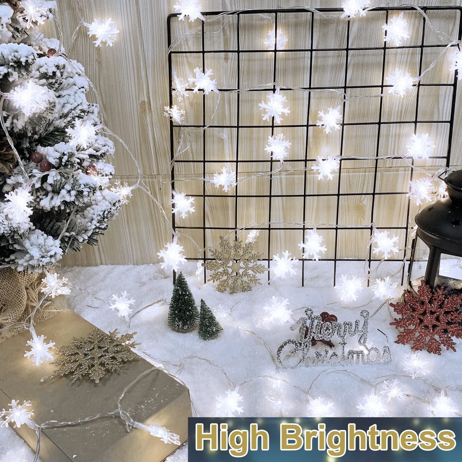 40 LED 16.4 Ft Christmas Snowflake String Lights with Timer & 8 Modes - Waterproof Fairy Lights with Remote for Indoor Outdoor Decor - Perfect for Christmas Tree, Home, Bedroom, Garden & Party Decoration (Cool White)