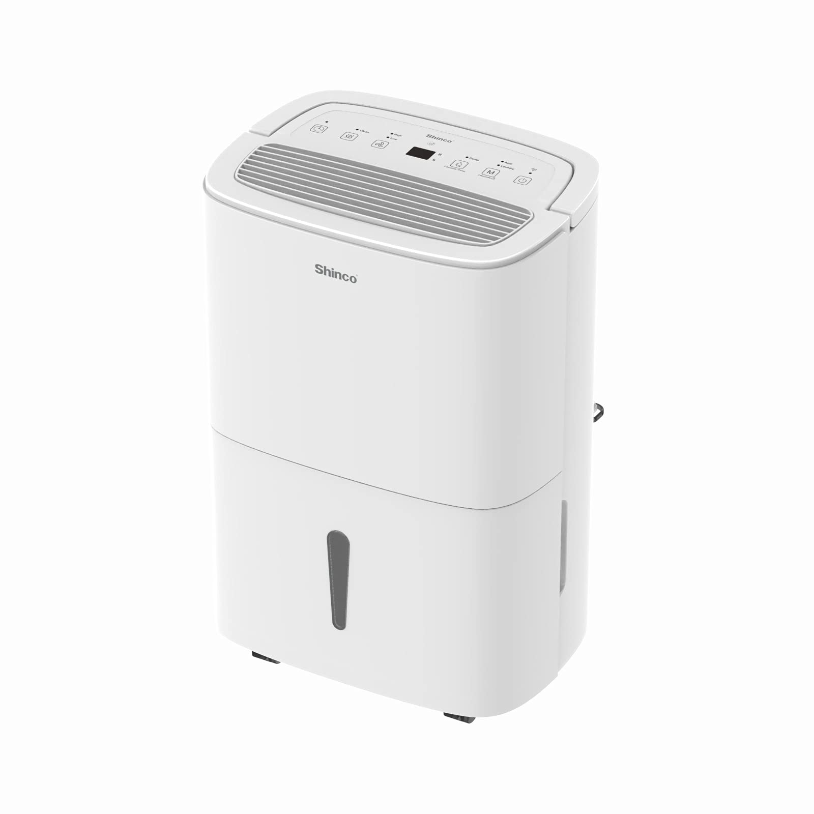 Shinco 30L/Day Portable WiFi Dehumidifier with Air Purifier, Active Carbon Filter, 24H Timer, Continuous Drain & Dryer Function - White | Perfect for Basements, Bedrooms & Small Spaces