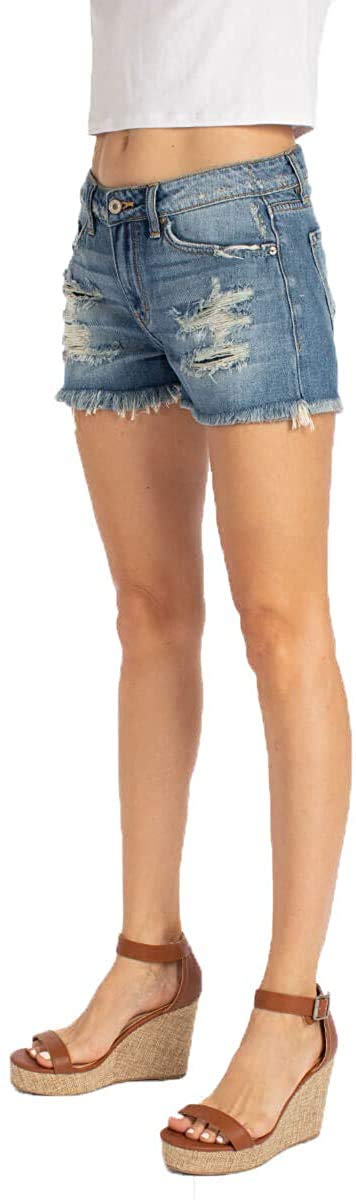 SALT TREE Women's Mid Rise Denim Shorts - High Waisted Stretch Jean Shorts for Women | Casual Summer Outfits & Beach Wear