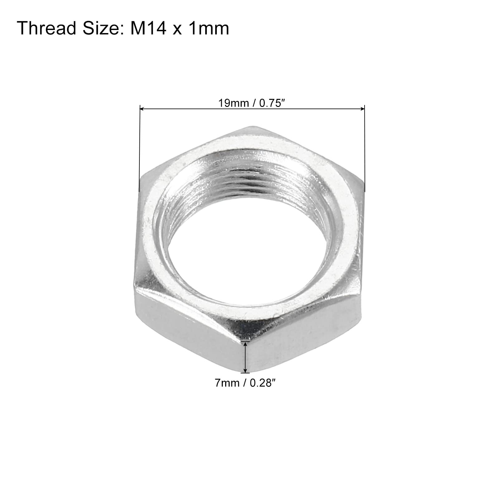 PATIKIL M14 x 1.0 Steel Hex Nuts - 10 Pack Metric Thread Zinc Plated Fasteners (7mm Height) - Perfect for Automotive, Machinery & DIY Projects