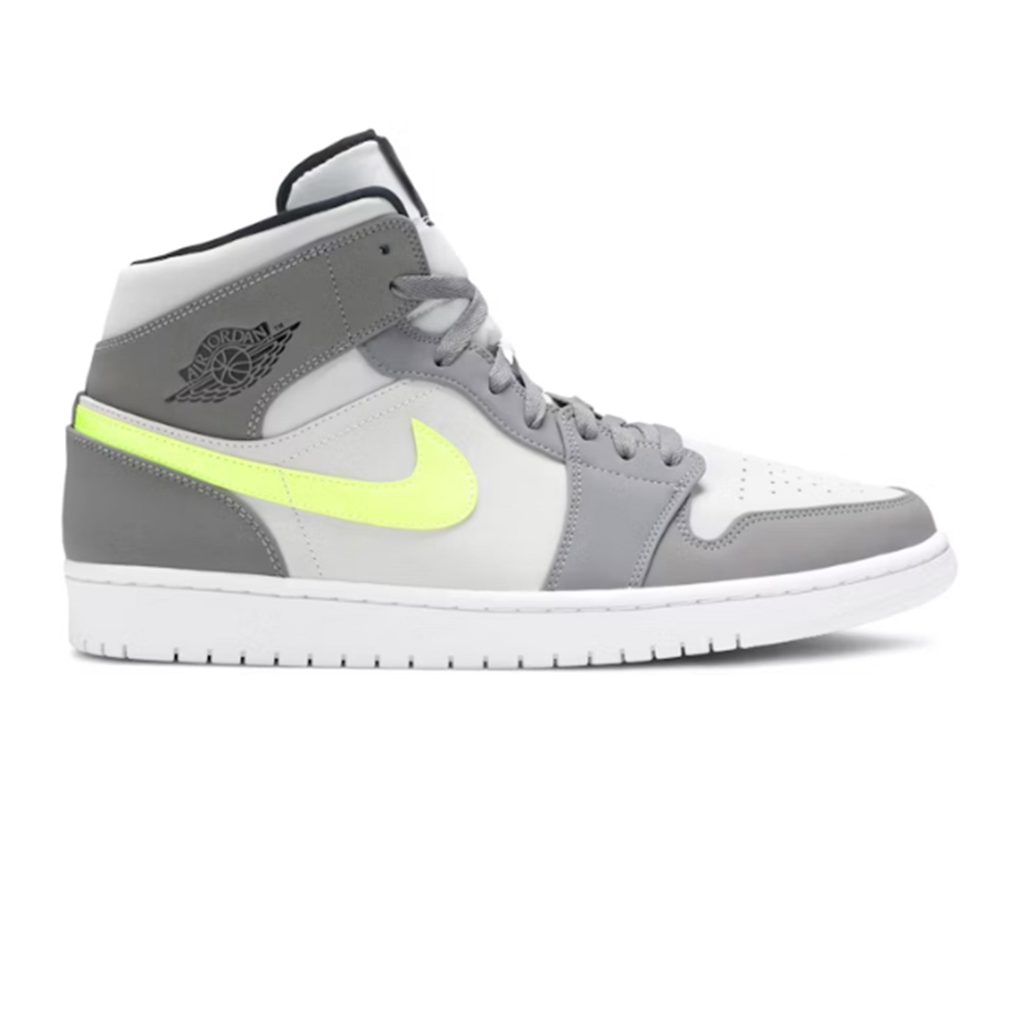Air Jordan 1 Mid 'Gunsmoke Volt' Basketball Shoes - Men's High-Top Sneakers for Streetwear & Casual Style | Perfect for Basketball, Gym & Everyday Wear