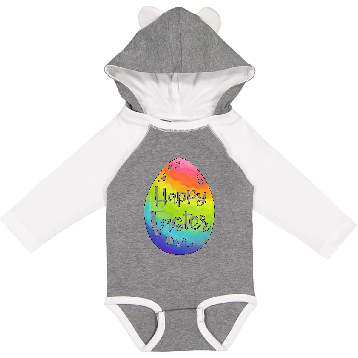 Inktastic Happy Easter Rainbow Easter Egg Long Sleeve Baby Bodysuit - Cute Easter Outfit for Boys & Girls - Perfect for Easter Photos, Egg Hunts & Spring Celebrations