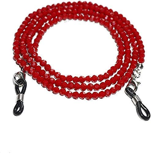 Manbhar Gems - Stylish Beaded Anti-Lost Mask Lanyard for Women & Men | Unisex Eyeglasses & Reading Glasses Holder | 74CM Crystal Glass Beads (Maroon) - Perfect for Work, Travel & Daily Use