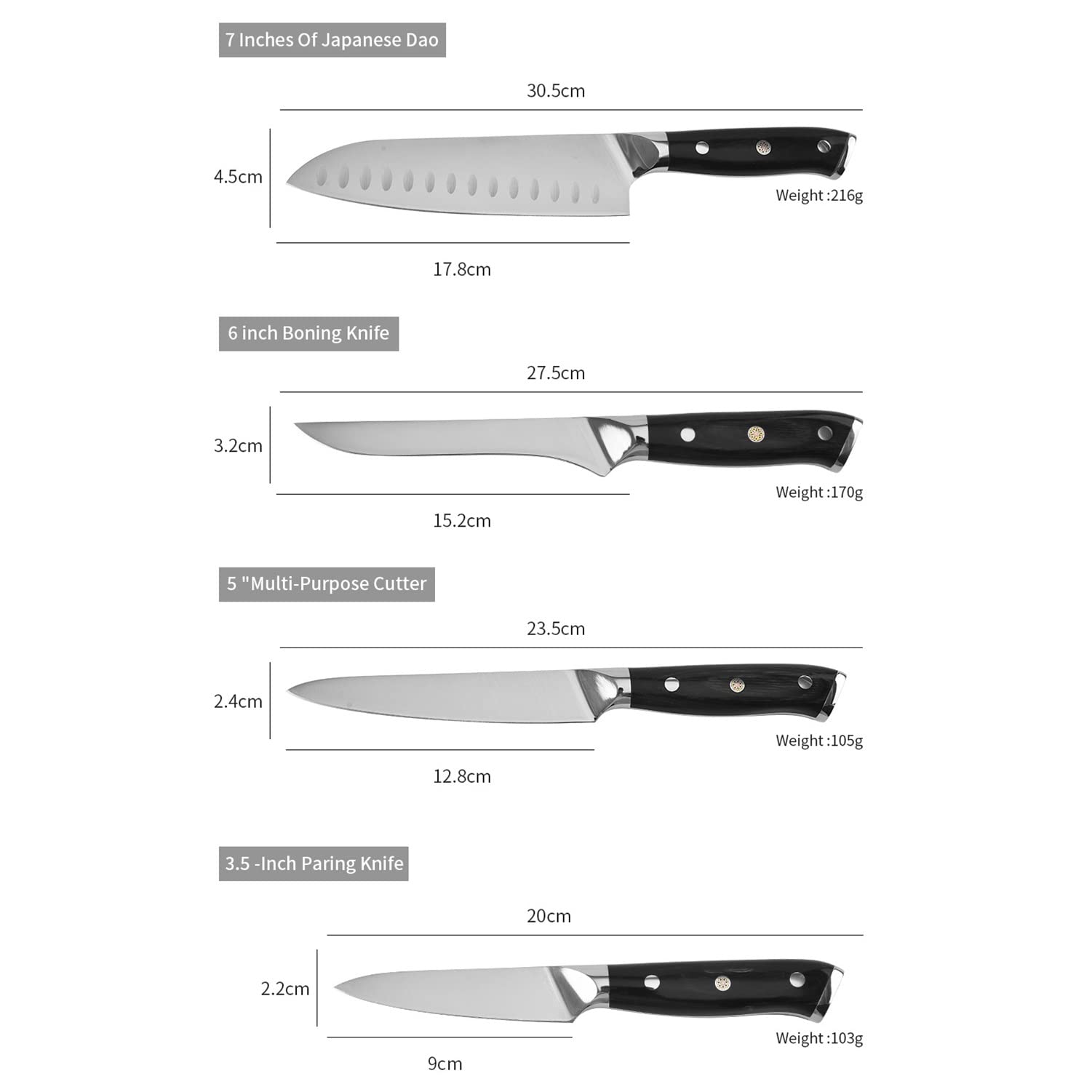 Premium 8-inch Japanese Chef Knife Set - 9-Piece German 1.4116 Steel Kitchen Knives with Fruit & Butcher Knives | Professional Cooking Tools for Home Chefs, Outdoor Camping & BBQ | BY ZZYY