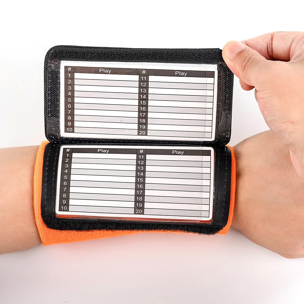 Football Wrist Coach 5 Pack - Triple Window QB Wristband Playbook - Perfect for Flag, Tackle, and Youth Football Training