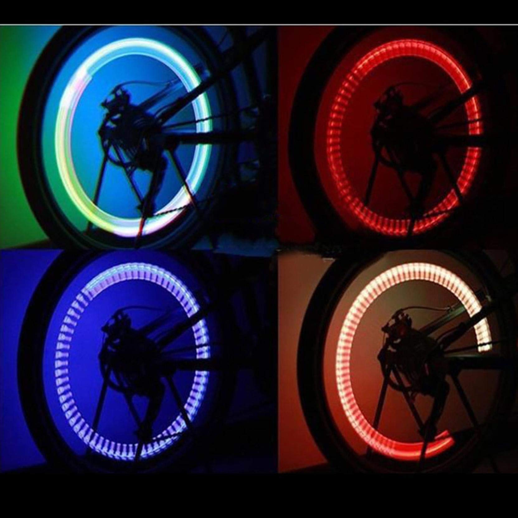 GBSELL 2 Pack 7-Color LED Bike Wheel Lights - Waterproof Bicycle Tire Lights for Night Riding, Cycling Safety Accessories - Perfect for Commuting, Night Rides & Outdoor Adventures