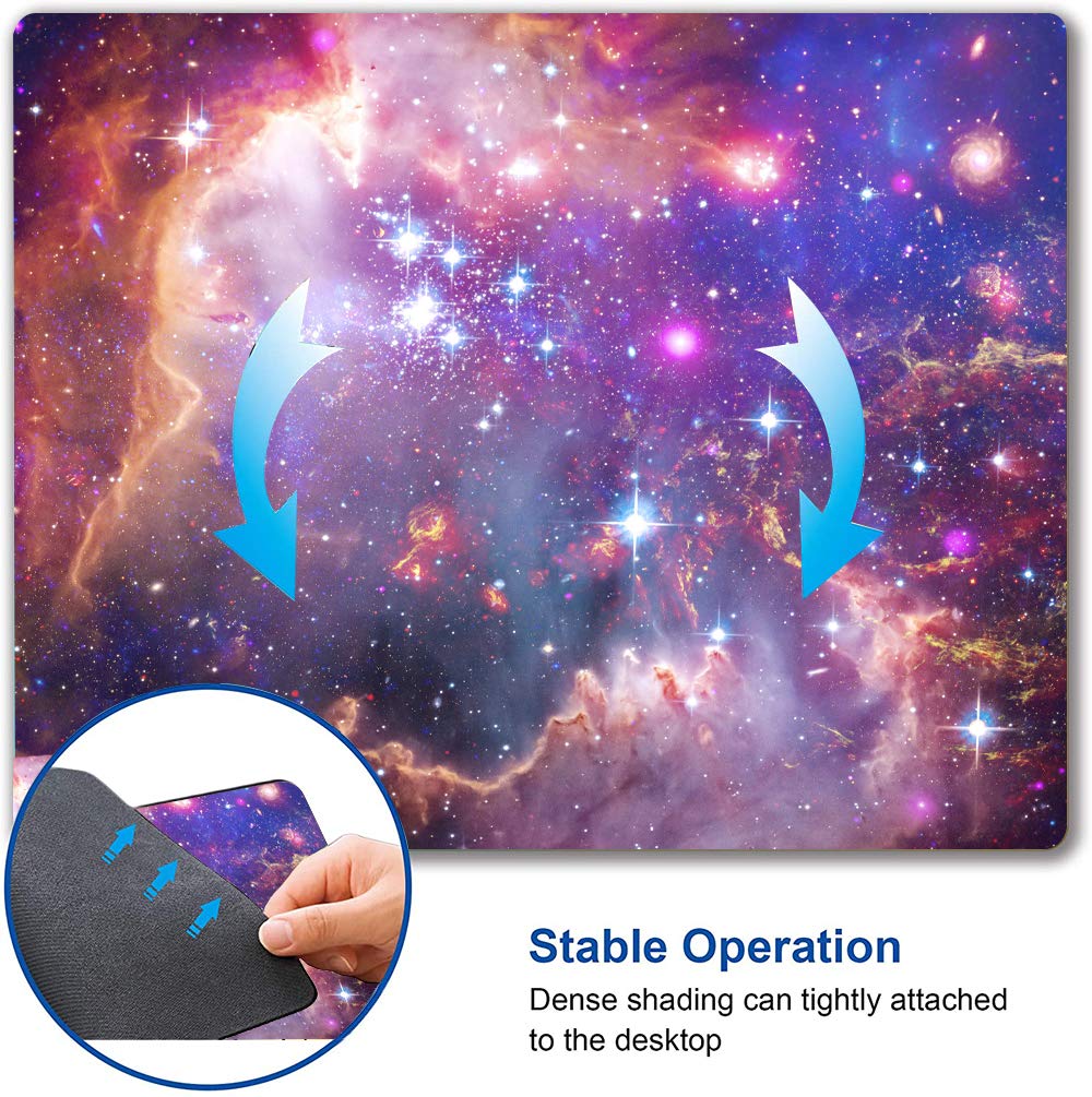 Bright Star Galaxy Gaming Mouse Pad - Non-Slip Rubber Base, Waterproof Square Mouse Mat for Office, Home & Travel (9.5