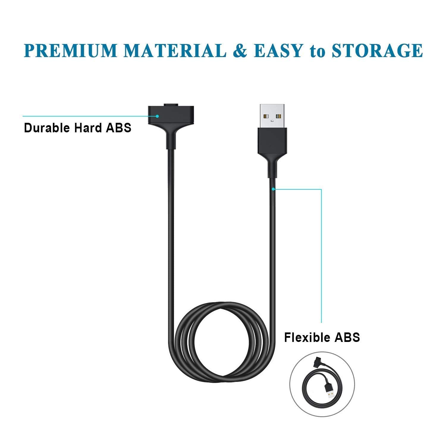 Fitbit Ionic Charger Cable - 3.3FT Replacement USB Charging Cord for Ionic Smart Watch | Perfect for Home, Office & Travel Charging