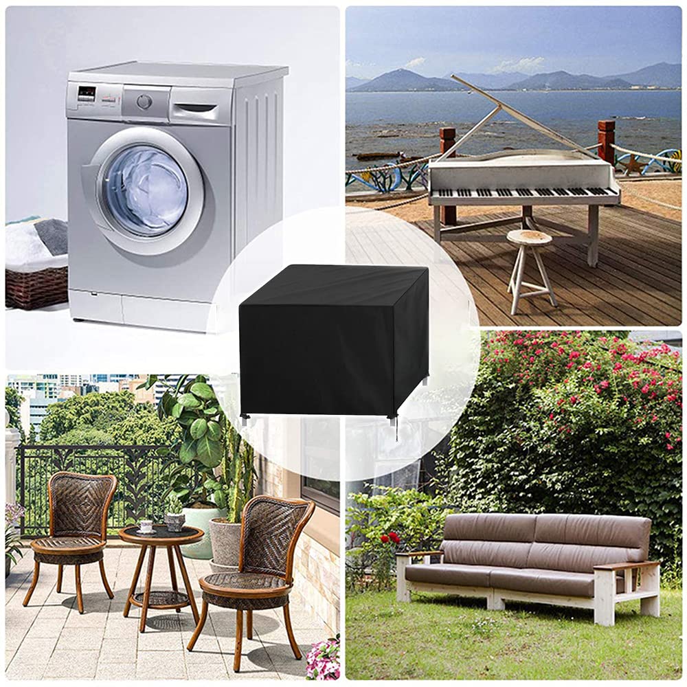 Waterproof 420D Outdoor Furniture Cover for Patio Table & Chairs - Heavy Duty Square Dust Protection with Buckle Straps (35