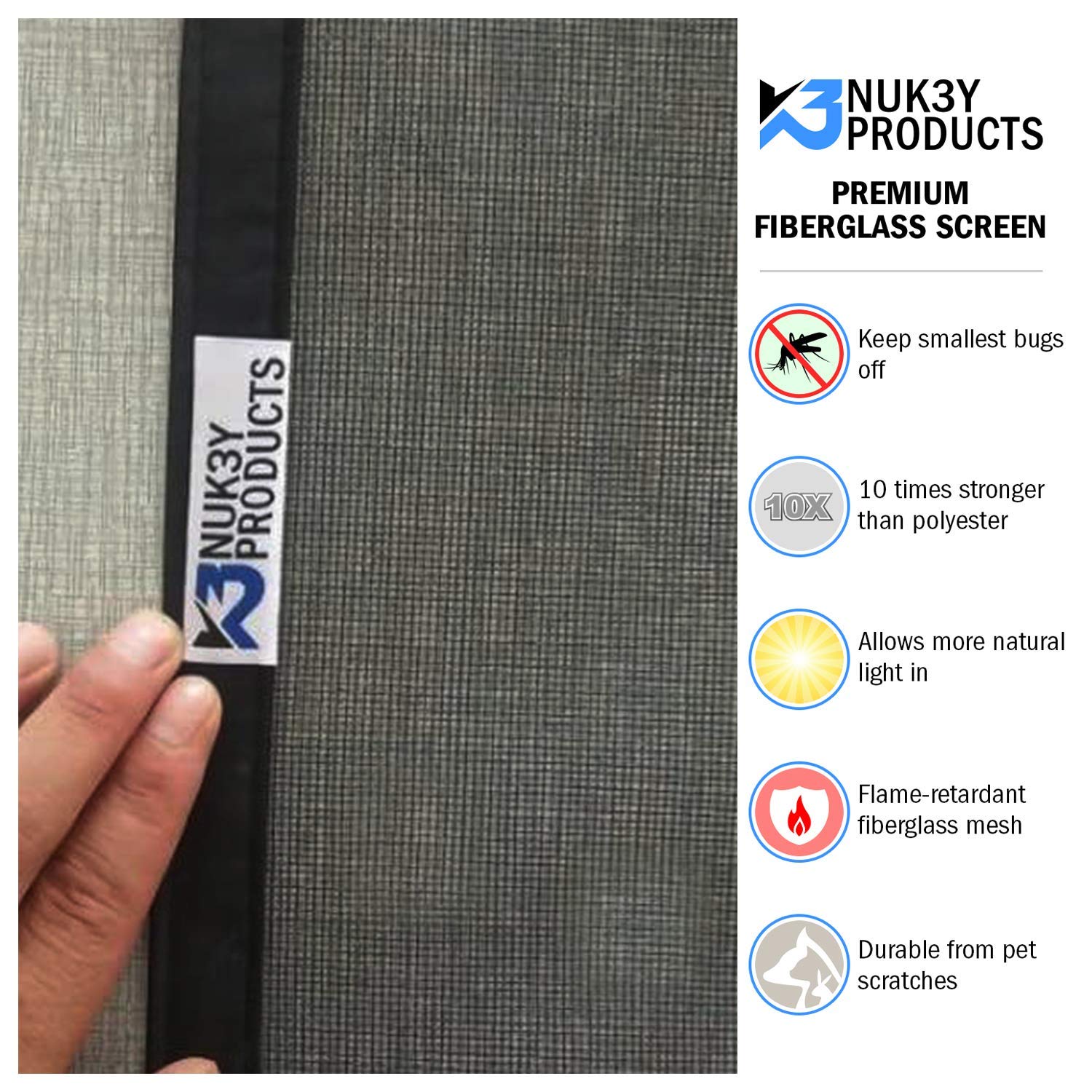 Upgraded Magnetic Screen Door Mesh Curtain - Fiberglass Design with Full Frame & Strong Velcro (72