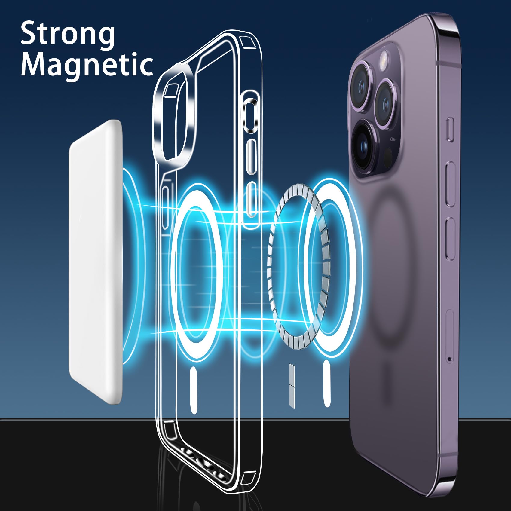 Magnetic iPhone 14 Pro Max Case - Slim Clear Shockproof Protective Cover with MagSafe Wireless Charging | Anti-Scratch Transparent Back | Perfect for Daily Use, Travel & Outdoor Activities