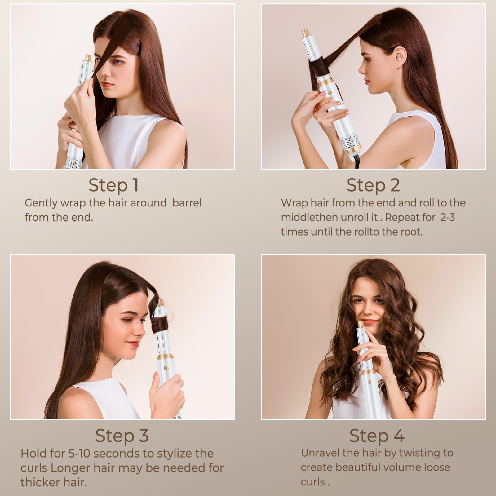 5 in 1 Upgraded Hair Dryer Brush with Negative Ion Technology - Blow Dryer, Air Curler, Styler & Hot Air Brush for Drying, Curling & Straightening - Perfect for Salon-Quality Styling at Home, Travel & Daily Hair Care