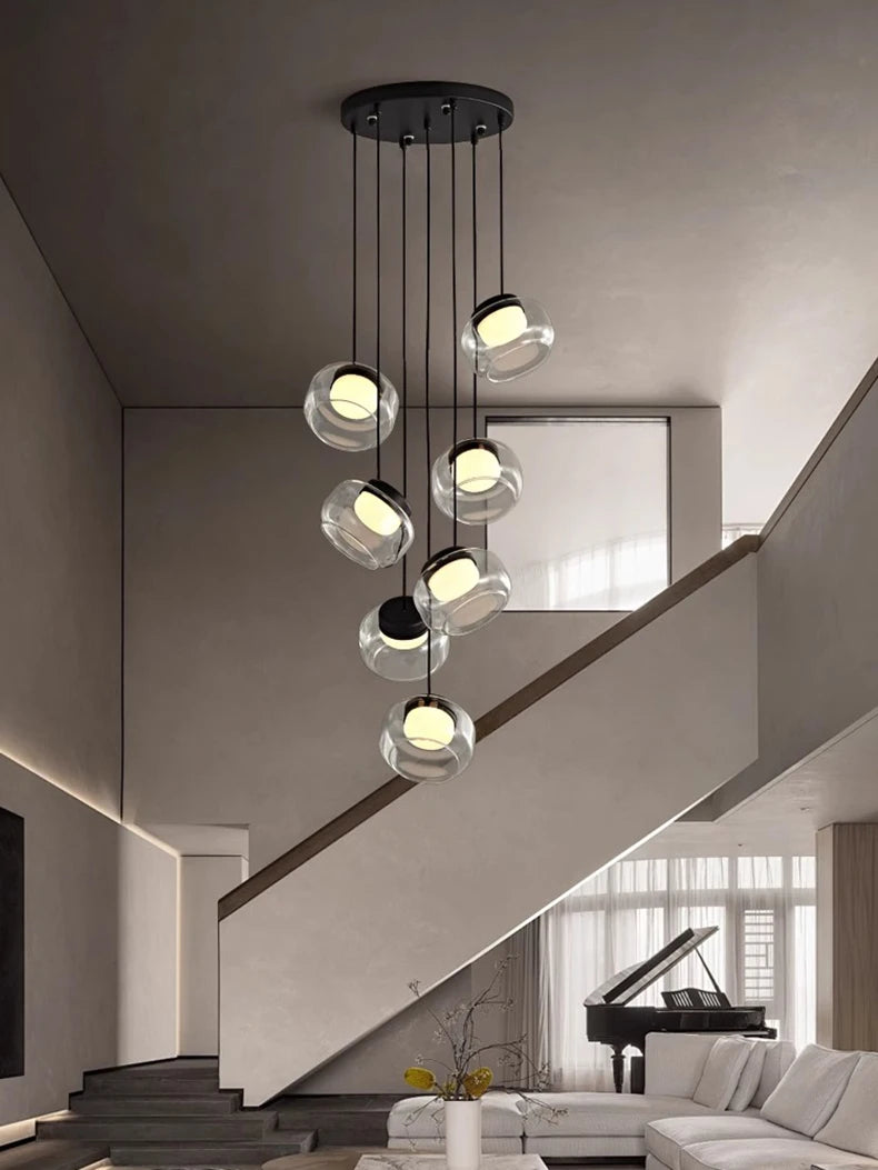 Billy Staircase Pendant Light - Modern Industrial Hanging Fixture for Stairwell, Entryway & Loft Decor | Dimmable LED Lighting for Home & Commercial Spaces