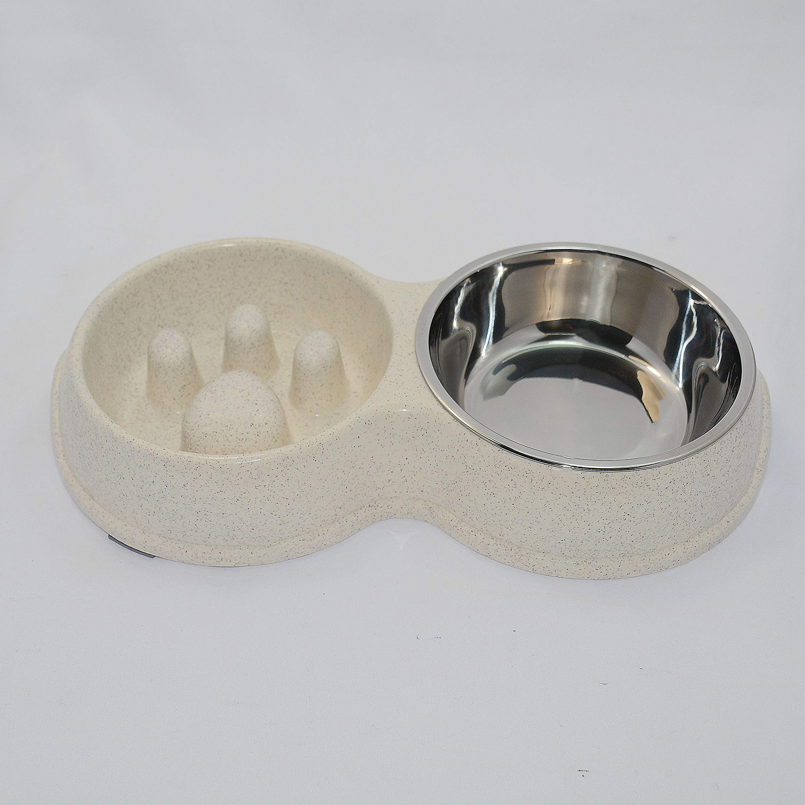 Stainless Steel Slow Feed Dog Bowl for French Bulldogs - Eco-Friendly Interactive Pet Dish to Slow Down Eating, Prevent Bloat & Aid Digestion - Perfect for Fast Eaters, Mealtime Enrichment & Training (White)