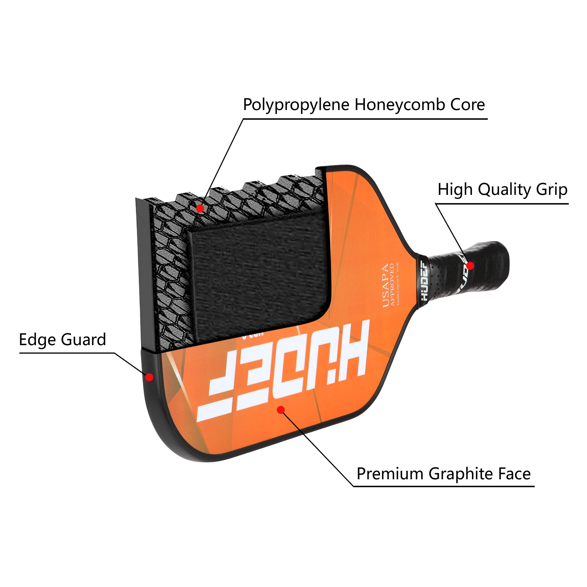 Premium Graphite Carbon Fiber Pickleball Paddle with PP Honeycomb Core - USAPA Approved Elongated Racket for Competitive Play | Perfect for Tournaments, Outdoor Games & Recreational Pickleball