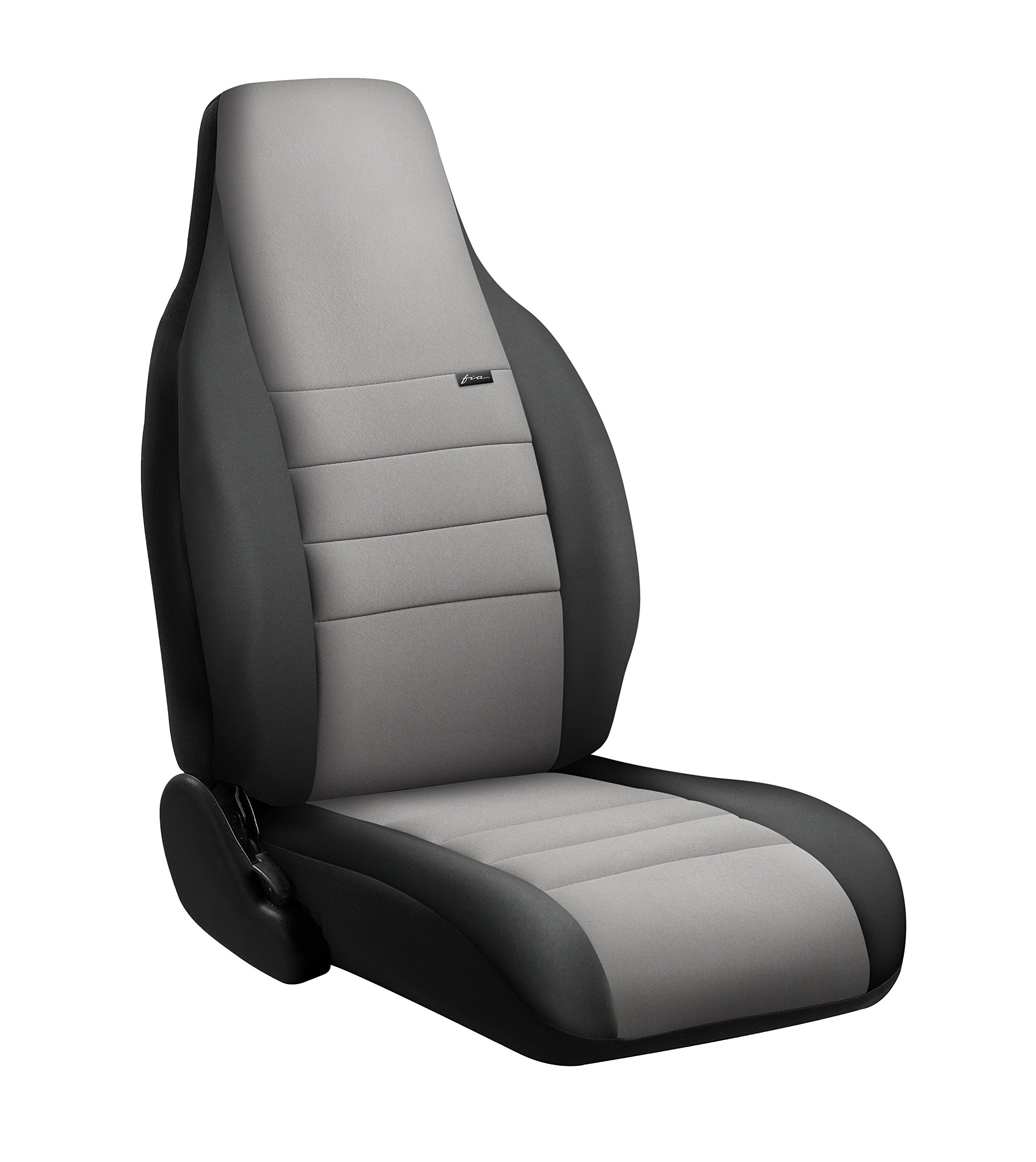 FIA NP94 Universal Fit Bench Seat Cover - Durable Neoprene Fabric (Black with Gray Center Panel) for Cars, Trucks & SUVs - Waterproof & Non-Slip Protection for Road Trips & Daily Commute