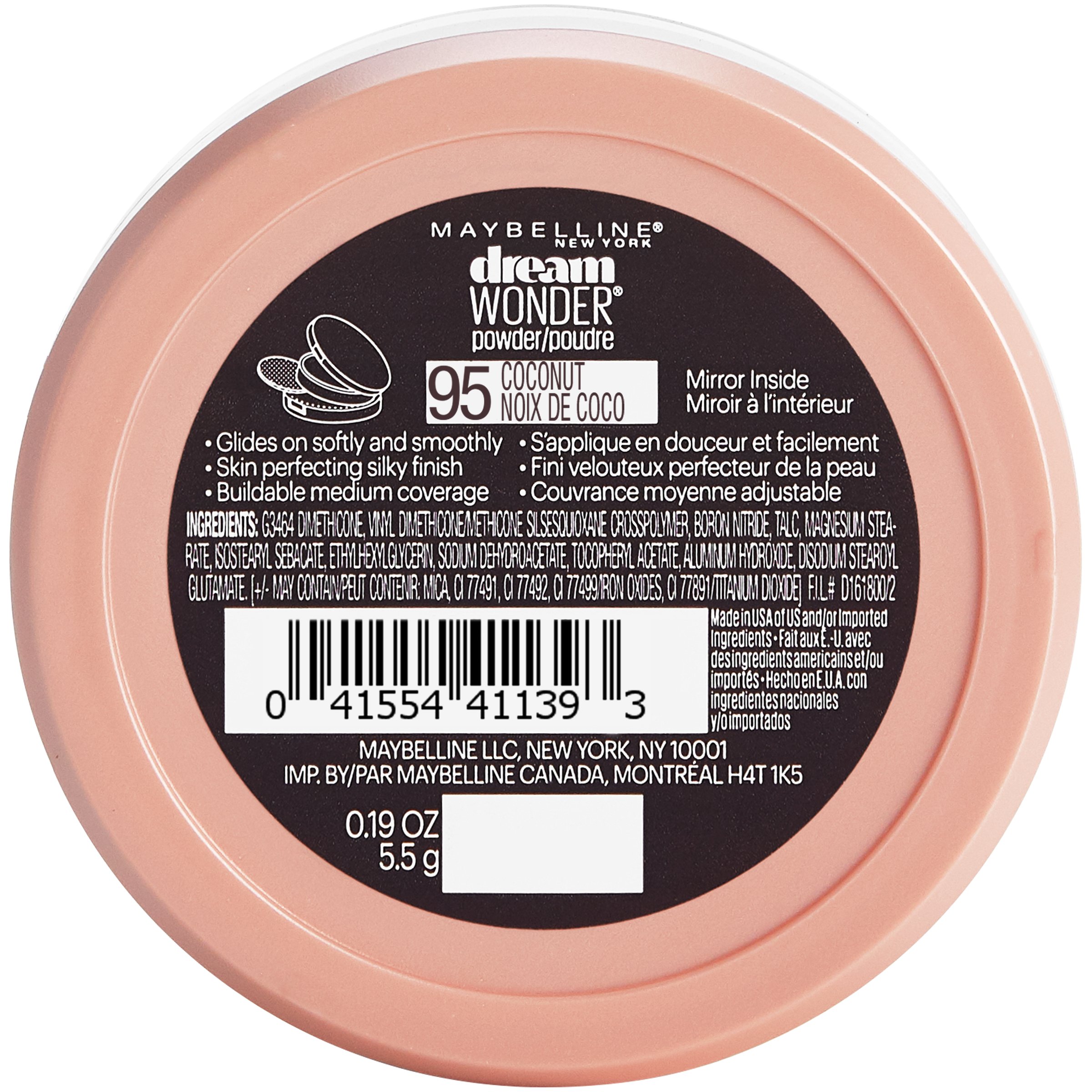 Maybelline New York Dream Wonder Powder Makeup - Oil-Free Matte Finish, Lightweight Coconut Formula (0.19 oz) | Perfect for Oily Skin & Everyday Natural Look | Great for Work, Date Night & Travel Touch-Ups