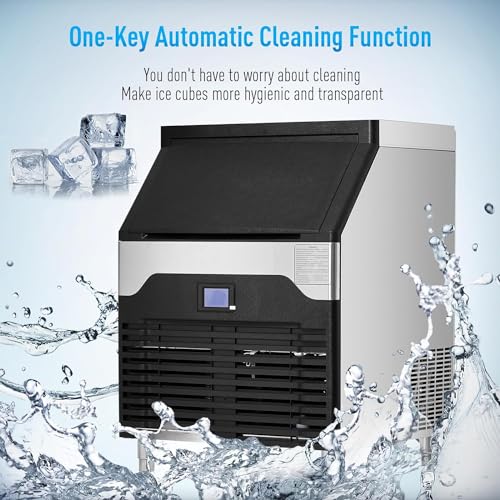 GARVEE 260lbs/24H Commercial Under Counter Ice Maker Machine - Stainless Steel, 145LBS Storage, Self-Cleaning - Perfect for Bars, Restaurants, Cafes & Home Use