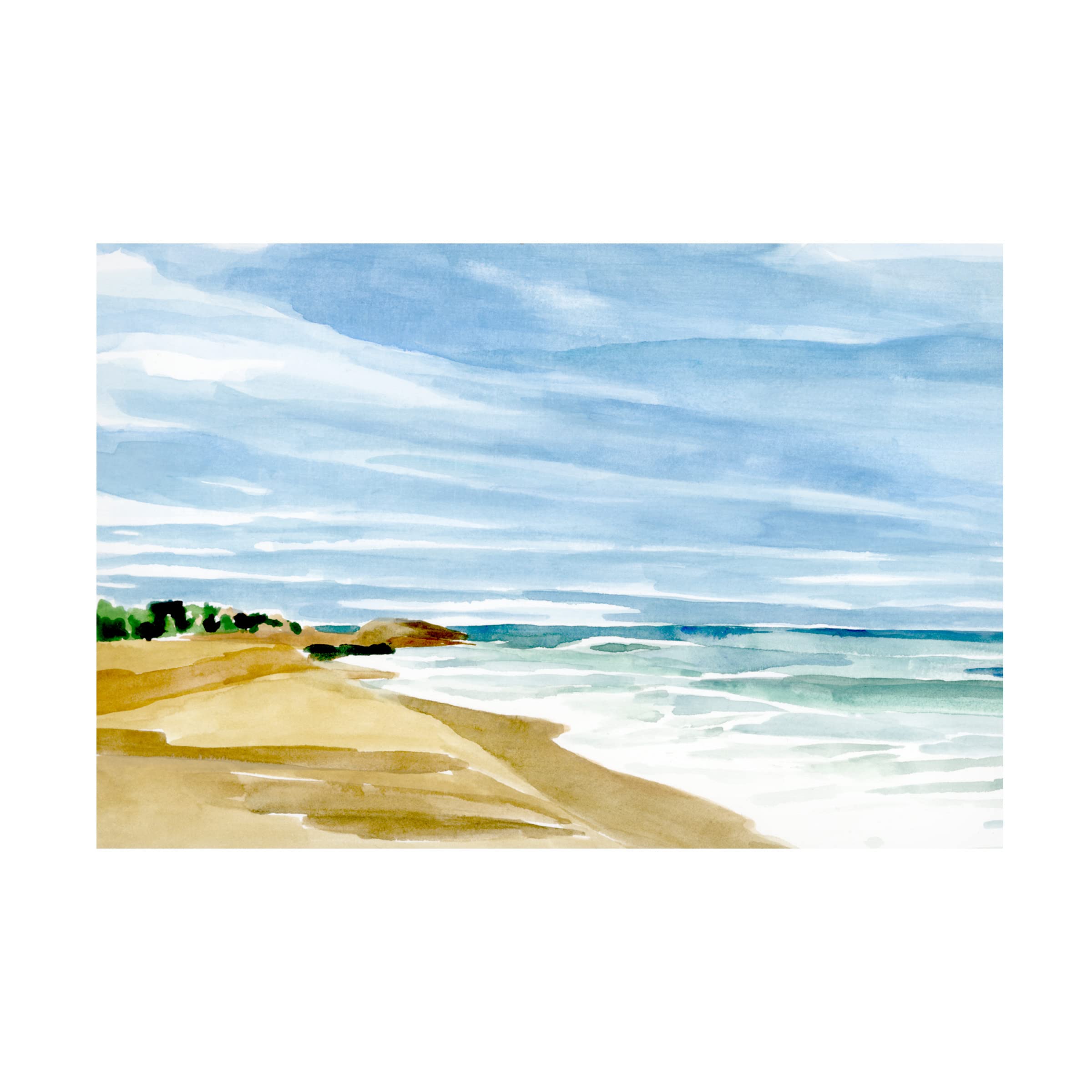Annie Warren 'Coastline Calm II' 16x24 Canvas Wall Art Print - Coastal Beach Decor for Living Room, Bedroom & Office - Trademark Fine Art Collection