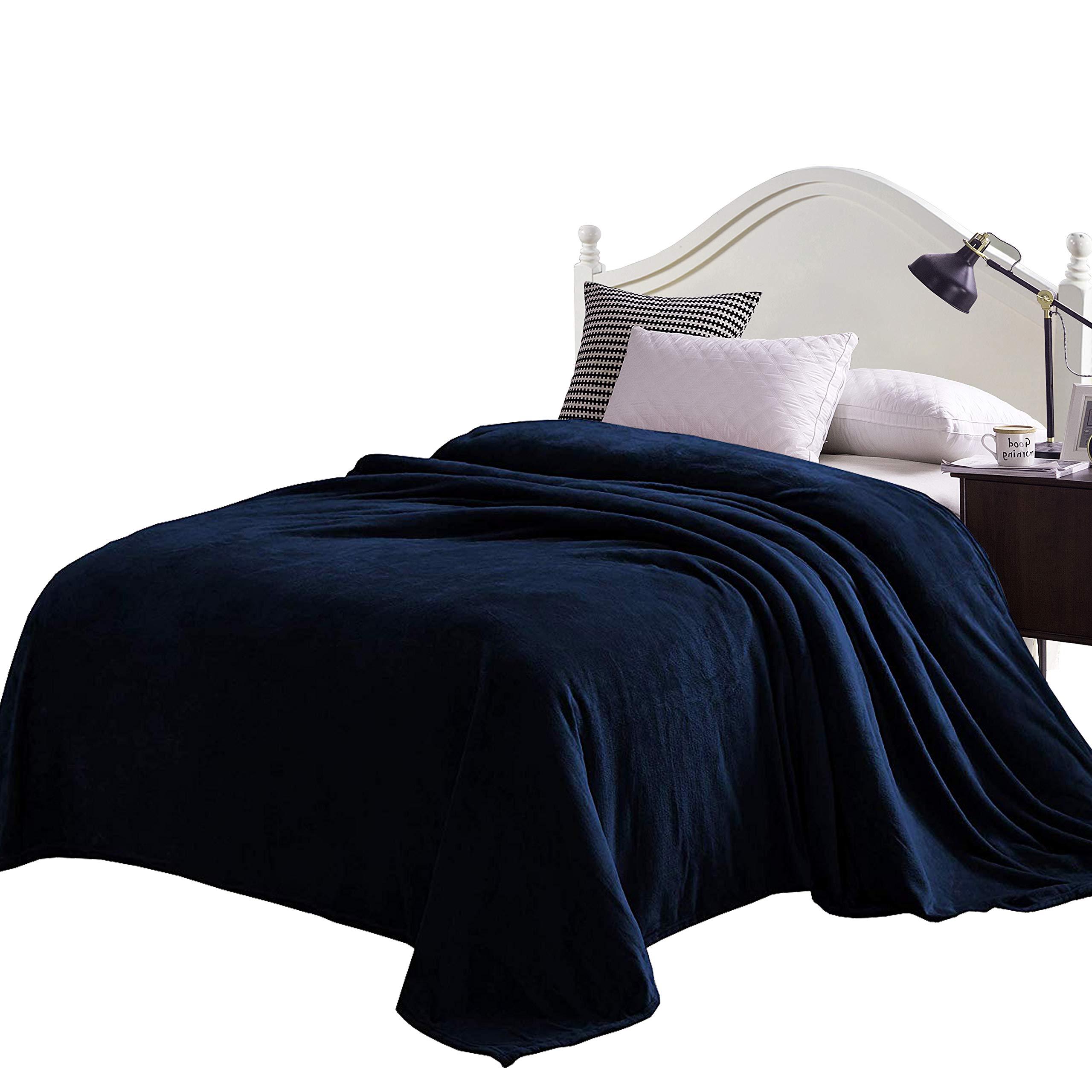Luxury Velvet Plush Oversized Queen Sheet Set - 4 Piece 190 GSM Navy Blue Bedding (Flat Sheet + 16