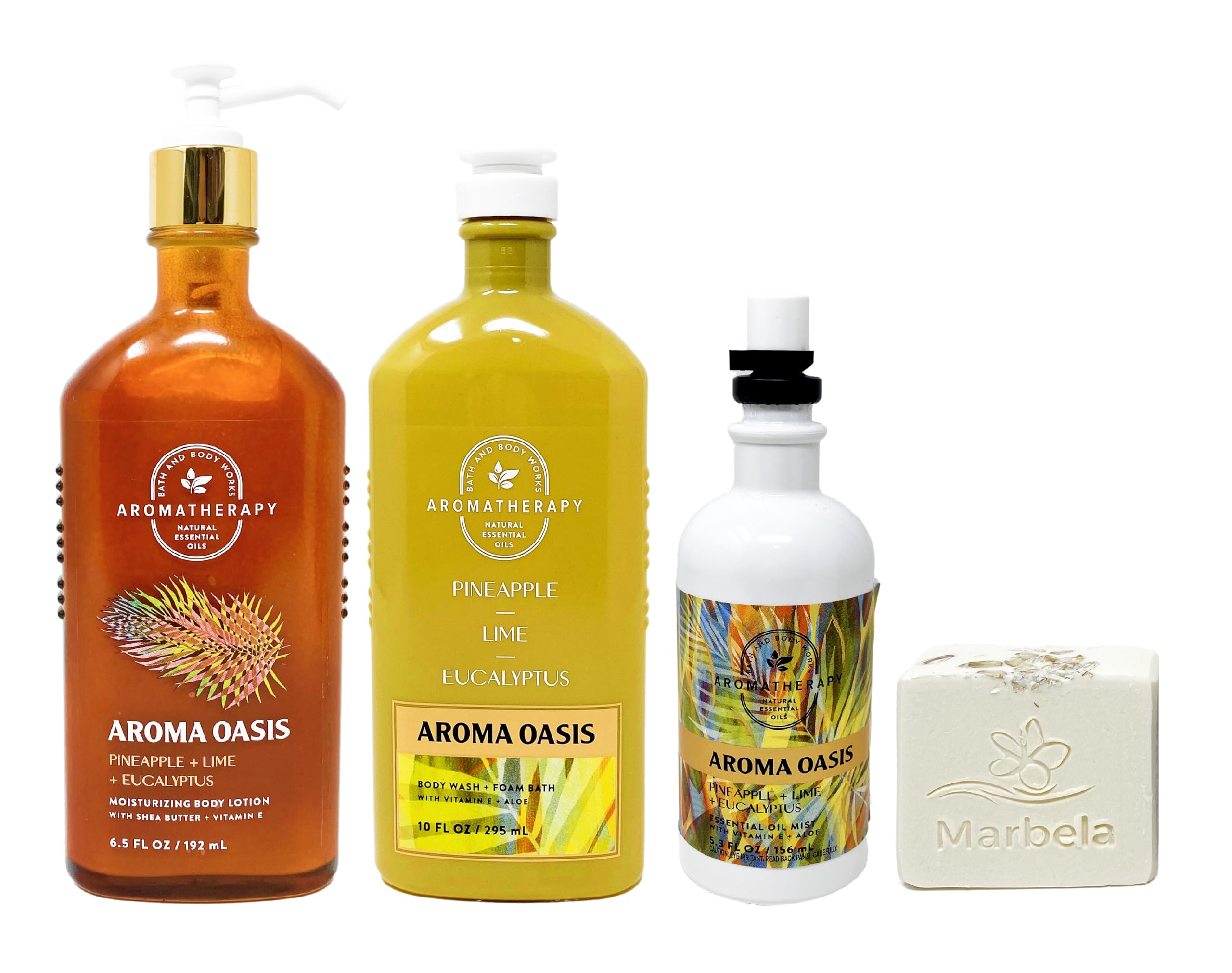 Bath & Body Works Aromatherapy Gift Set - Pineapple Lime Eucalyptus Scented Body Lotion, Shower Gel & Pillow Mist with Natural Oats Soap | Relaxing Spa & Self Care Kit for Stress Relief & Better Sleep