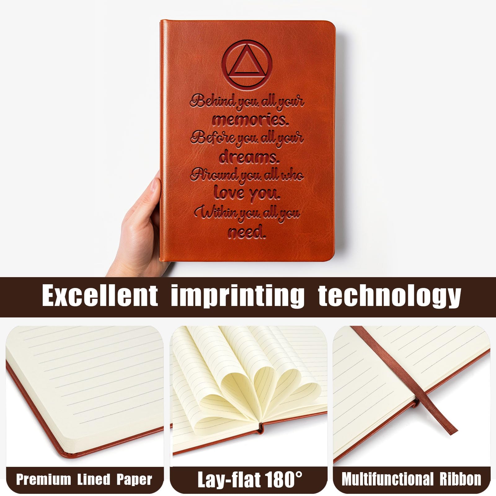 AA & NA Sobriety Leather Notebook - Addiction Recovery Journal for Men & Women - Thoughtful Birthday & New Beginnings Gift - Motivational Sobriety Gift for Friends - Perfect for 12-Step Meetings & Personal Reflection