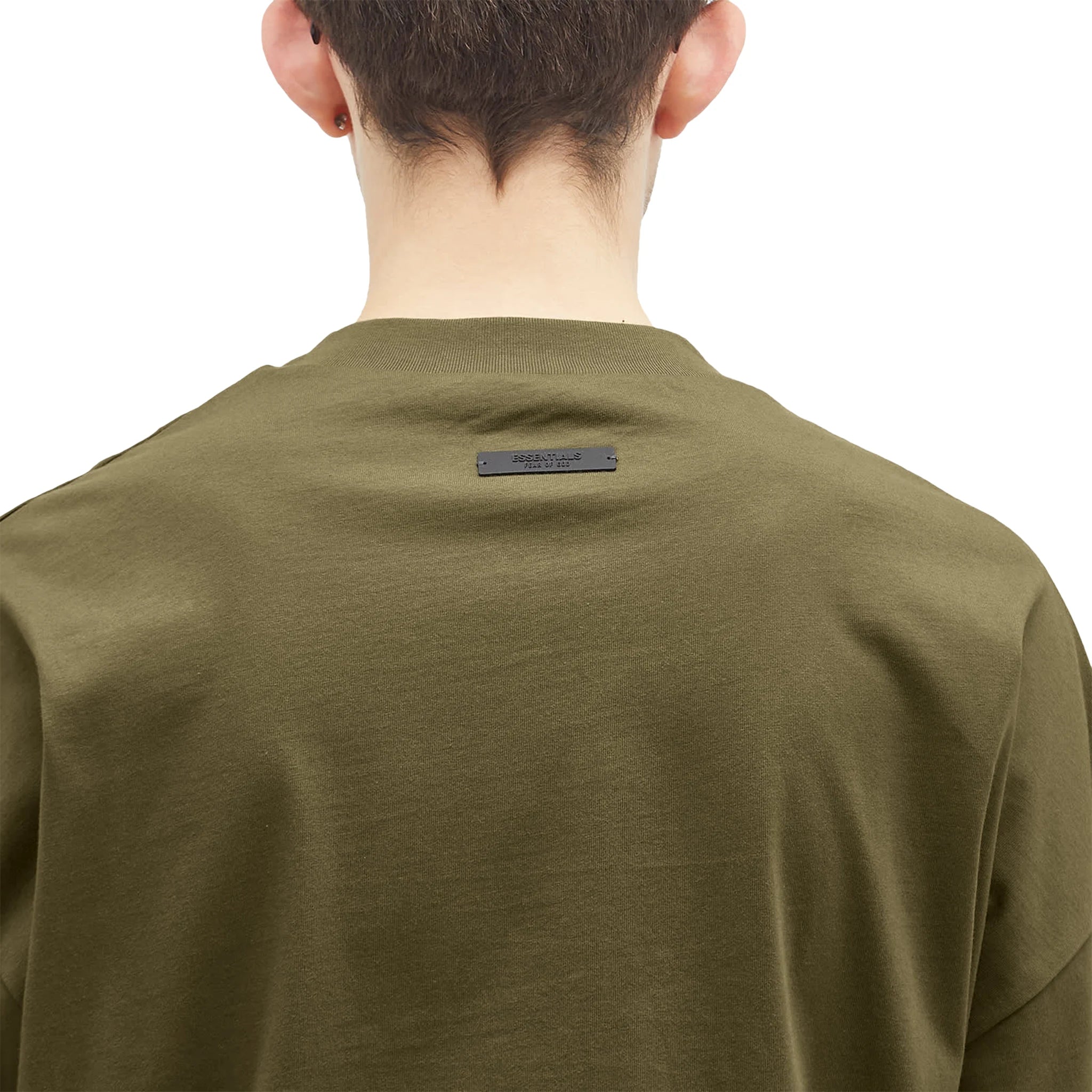 Fear Of God Essentials Jersey Crewneck Military T-Shirt | FW24 Collection | Casual Streetwear & Layering Staple for Men
