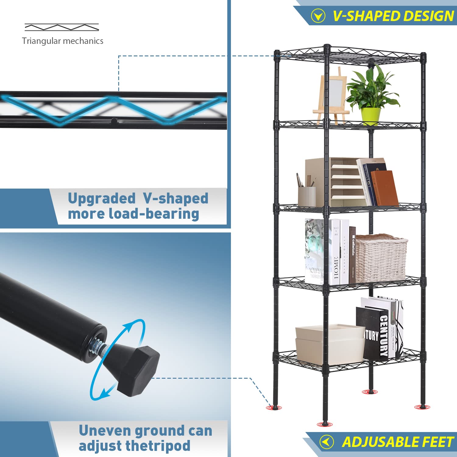 Adjustable NSF-Certified Metal Wire Shelving Unit - 16.7